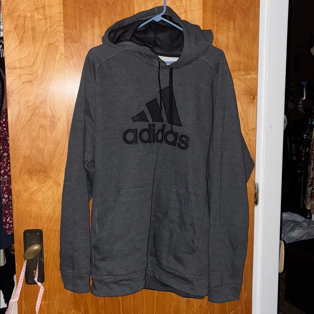 Men’s Adidas Gray Hoodie with Black Logo - Size XL